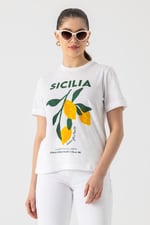 Sicilia Baskılı Nakışlı T-Shirt