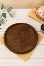 25 Cm Yuvarlak Doğal Ahşap Kayın Ağacı Sunumluk | Supla | Servis Tepsisi | Mumluk | Düzenleyici |
