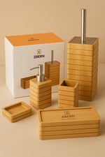 Bambu Ağacından 5 Parça Banyo Seti | Doğal Ahşap Set | Premium Tasarım