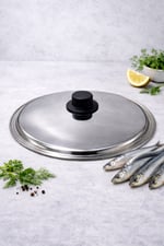 Çelik 28 Cm Balık Tavası Kapağı | 30 Cm Tavalarla Uyumlu | Paslanmaz Çelik Kapak | Isıya Dayanıklı