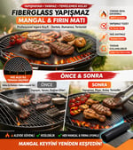 Fiberglas Barbekü Teli 40x50 CM Yanmaz Yapışmaz Izgara Matı Yıkanabilir