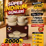 Palmiyra 7 Parça Granit Döküm Tencere Takımı