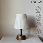 Beyaz Keten Kumaş Masa & Gece Lambası