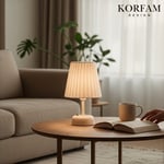 Beyaz Keten Kumaş Masa & Gece Lambası