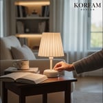 Beyaz Keten Kumaş Masa & Gece Lambası