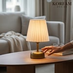 Beyaz Keten Kumaş Masa & Gece Lambası