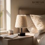 Beyaz Peluş Masa & Gece Lambası
