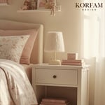 Beyaz Peluş Masa & Gece Lambası