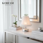 Beyaz Tül Kumaş Fırfırlı Detaylı Pilli Masa & Gece Lambası