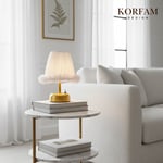 Beyaz Tül Kumaş Fırfırlı Detaylı Pilli Masa & Gece Lambası