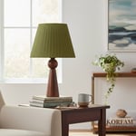 Bordo Keten Kumaş Başlıklı Ahşap Abajur