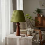 Bordo Keten Kumaş Başlıklı Ahşap Abajur