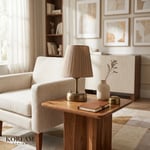 Bordo Keten Kumaş Pilli Masa & Gece Lambası