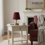 Bordo Keten Kumaş Pilli Masa & Gece Lambası