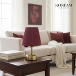 Bordo Keten Kumaş Pilli Masa & Gece Lambası