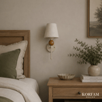 Bordo Keten Şerit Kumaş Başlık Ahşap Top Detaylı Kablosuz Pilli Aplik