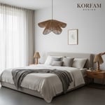 BREEZE Modeli Avize & Abajur Set - Hasır El Yapımı Bohem Avize 2'li Ahşap Ayaklı Rustik Abajur Set