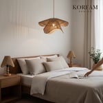 BREEZE Modeli Avize & Abajur Set - Hasır El Yapımı Bohem Avize 2'li Ahşap Ayaklı Rustik Abajur Set