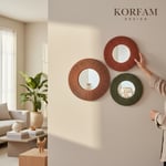 Cırcles Modeli - Renkli Üçlü Yuvarlak Bohem Ayna Seti & Dekoratif Ayna