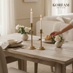 Dekoratif Pirinç Eskitme Gold 2'li Şamdan Mumluk Seti
