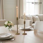 Dekoratif Pirinç Eskitme Gold 2'li Şamdan Mumluk Seti