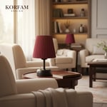gri Keten Kumaş Pilli Masa & Gece Lambası