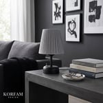 Gri Keten Kumaş Pilli Masa & Gece Lambası