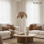 Kahverengi & Krem Modern Hazeran Görünümlü Çift Yapraklı Çiçek Şeklinde Bohem Avize