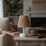 Kahverengi Rafya Hasır Masa & Gece Lambası