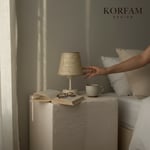 Krem Hasır Görünümlü Başlık Kablosuz Pilli Masa & Gece Lambası