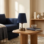 Krem Keten Kumaş Pilli Masa & Gece Lambası