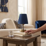 Krem Keten Kumaş Pilli Masa & Gece Lambası