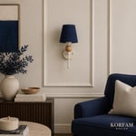 Krem Keten Şerit Kumaş Başlık Ahşap Top Detaylı Kablosuz Pilli Aplik