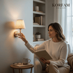 Krem Kumaş Başlık Kablosuz Pilli Aplik