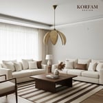 Krem Modern Hazeran Görünümlü Yapraklı Çiçek Şeklinde Bohem Avize