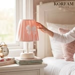 Pembe Saten Kumaş Kız Çocuk Odası Masa&Gece Lambası