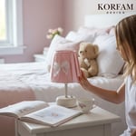 Pembe Saten Kumaş Kız Çocuk Odası Masa&Gece Lambası