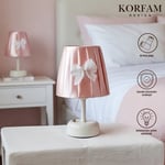 Pembe Saten Kumaş Kız Çocuk Odası Masa&Gece Lambası