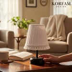 PÜSKÜLLÜ KUMAŞ MODERN PİLLİ MASA VE GECE LAMBASI