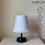 PÜSKÜLLÜ KUMAŞ MODERN PİLLİ MASA VE GECE LAMBASI