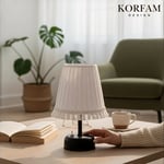 PÜSKÜLLÜ KUMAŞ MODERN PİLLİ MASA VE GECE LAMBASI