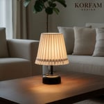 PÜSKÜLLÜ KUMAŞ MODERN PİLLİ MASA VE GECE LAMBASI