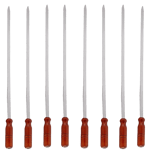 Çelik Paslanmaz Şiş 1 Adet 2 Cm Yassı 60 Cm Boy Ahşap Saplı (Hakiki Krom)