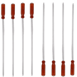 Çelik Paslanmaz Şiş 1 Adet 2 Cm Yassı 60 Cm Boy Ahşap Saplı (Hakiki Krom)
