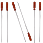 Çelik Paslanmaz Şiş 1 Adet 2 Cm Yassı 60 Cm Boy Ahşap Saplı (Hakiki Krom)