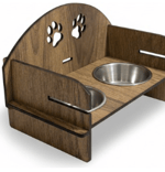 AHŞAP SABİT ÇİFTLİ KEDİ KÖPEK MAMA KABI