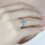 Aquamarine Ve Pırlanta Vintage Tasarım Yüzük