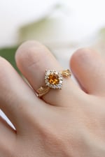 Orange Safir Art-Deco Tasarım Yüzük