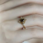 Vintage Tasarım Yüzük Safir Ve Pırlanta Yüzük