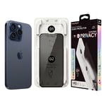 Fulltech MagicBox iPhone 15 Pro Premium Tempered Glass Aparatlı Ekran Koruyucu - Privacy